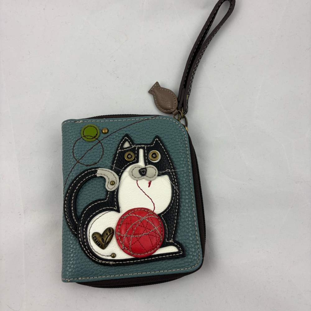 Chala Cat Vegan Leather Zip Around Wallet 5.5" x 5"